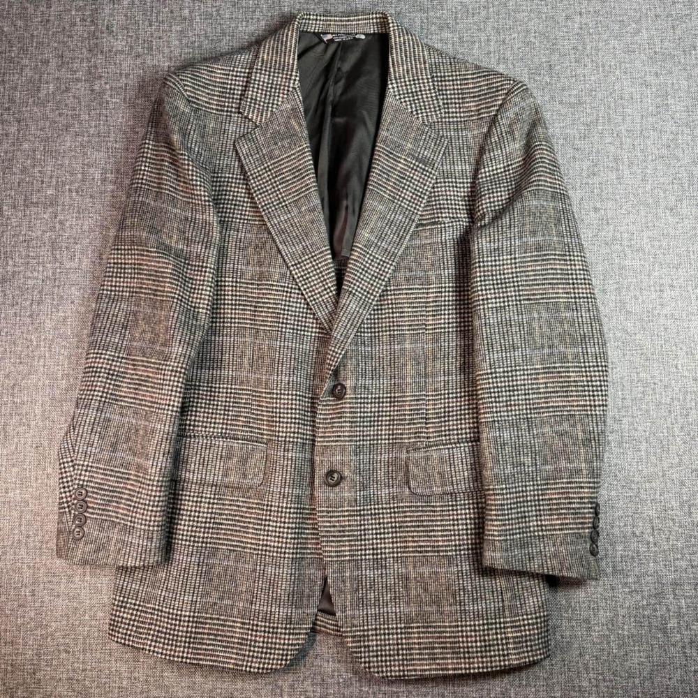 Vintage Men's Wool Blazer | Glen Plaid Jacket Tailored USA Made  | Size 36 Short